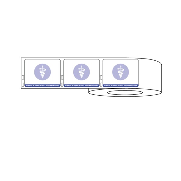 Nevs Dymo Prescription Label w/Catuceus&Warning 2-3/4"x2-1/8" White w/Blue MPW-0014 - main